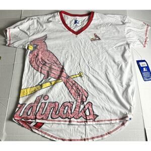 Women's Starter White St. Louis Cardinals Perfect Game V-Neck T-Shirt Medium